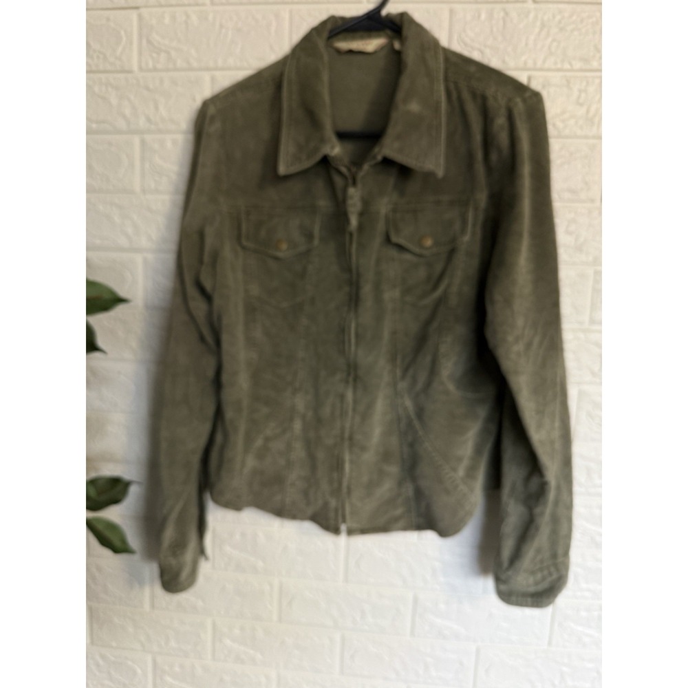 At Last New York Women's Olive corduroy Jacket , Full Zip, Size L.